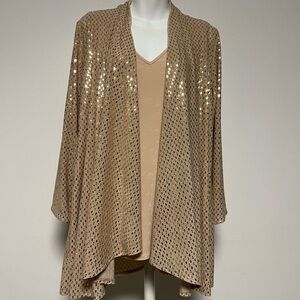 Anne Klein Women's Blouse Top Plus Sizes 1X, Champagne Gold 3/4 Sleeve NWT
